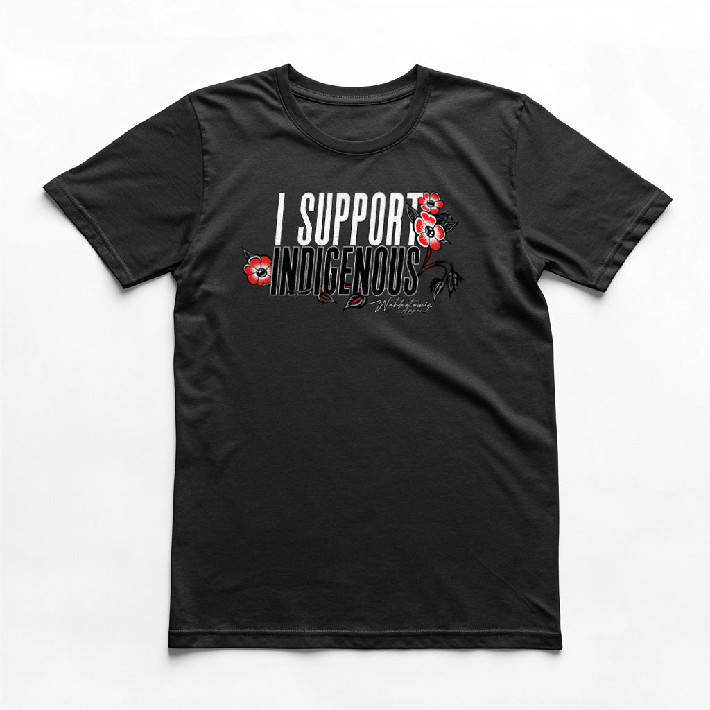 I Support Indigenous T-Shirt - Red Alberta Roses