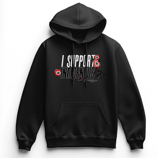 I Support Indigenous Hoodie - Red Alberta Roses